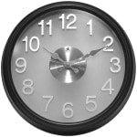 Infinity Instruments Round Wall Clock, 15in, Black/Gray