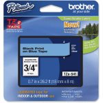 Brother P-Touch TZe Flat Surface Laminated Tape - 45/64in Width - Permanent Adhesive - Thermal Transfer - Blue, Black - 1 Each - Water Resistant - Grease Resistant, Fade Resistant, Heat Resistant, Cold Resistant, Spill Resistant, Durable