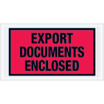 Tape Logic Preprinted Packing List Envelopes, Export Documents Enclosed, 5 1/2in x 10in, Red, Case Of 1,000