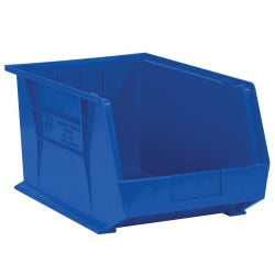 Partners Brand Plastic Stack & Hang Bin Boxes, Small Size, 5 3/8in x 4 1/8in x 3in, Blue, Pack Of 24