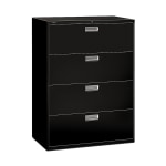 HON Brigade 600 42inW x 19-1/4inD Lateral 4-Drawer File Cabinet, Black