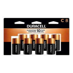 Duracell Coppertop C Alkaline Batteries, Pack Of 8, 3 Hang Hole Packaging