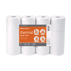 Office Depot Brand Thermal Paper Rolls, 2-1/4in x 85ft, White, Pack of 12