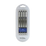 TUL GL Series Retractable Gel Pens, Needle Point, 0.5 mm, Silver Barrel, Blue Ink, Pack Of 4 Pens