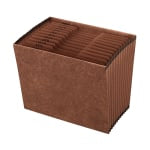 Office Depot Brand Faux Leather Expanding File, Jan-Dec, 12 Pockets, Letter Size (8-1/2in x 11in), 1in Expansion, Brown