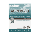 Boise ASPEN 30 3-Hole Punched Multi-Use Printer & Copy Paper, White, Letter (8.5in x 11in), 500 Sheets Per Ream, 20 Lb, 92 Brightness, 30% Recycled, FSC Certified