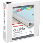 Office Depot Brand Durable View 3-Ring Binder, 3in Slant Rings, White