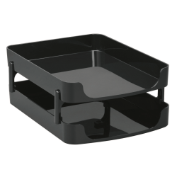 Officemate OIC 2200 Series Letter Trays, Front-Load, 5 1/2in x 10in x 13 1/2in, Black, Pack Of 2