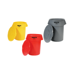 Rubbermaid Commercial Brute 32-Gallon Vented Container - 32 gal Capacity - Round - 27.3in Height x 21.9in Diameter - Plastic - Red - 1 Each