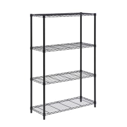 Lorell Industrial Wire Shelving Starter Unit, 48inW x 18inD, Black