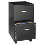 Realspace 18inD SOHO Vertical Mobile Letter-Size File Cabinet, 2 Drawers, Black