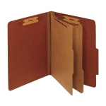 Office Depot Brand Classification Folders, 2 1/2in Expansion, Letter Size, 2 Dividers, 83% Recycled, Brick Red, Pack Of 5 Folders