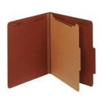 Office Depot Brand Classification Folders, 1 3/4in Expansion, Letter Size, 1 Divider, 77% Recycled, Red, Pack Of 5 Folders