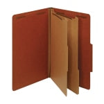 Office Depot Brand Classification Folders, 2 1/2in Expansion, Legal Size, 2 Dividers, 100% Recycled, Red, Pack Of 5 Folders