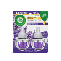 Air Wick Essential Oils Scented Oil Warmer Refill, 0.67 Oz, Lavender/Chamomile, Pack Of 2