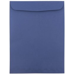 JAM Paper Open-End 9in x 12in Catalog Envelopes, Gummed Closure #10 1/2, Presidential Blue, Pack Of 25