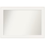 Amanti Art Non-Beveled Rectangle Framed Bathroom Wall Mirror, 29-1/2in x 41-1/2in, Ridge White