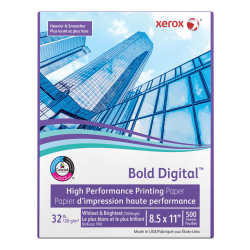 Xerox Bold Digital Printing Paper, Letter Size (8 1/2in x 11in), 100 (U.S.) Brightness, 32 Lb Text (120 gsm), FSC Certified, Ream Of 500 Sheets