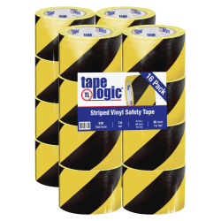 Partners Brand Solid Vinyl Safety Tape, 3in x 36 Yd., Black/Yellow Stripes, Case Of 16