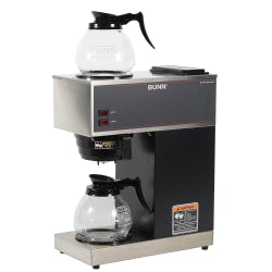 Bunn VPR 12-Cup Commercial Pourover Coffee Brewer With 2 Glass Decanters, Black/Stainless Steel