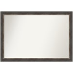 Amanti Art Narrow Non-Beveled Rectangle Framed Bathroom Wall Mirror, 27-1/2in x 35-1/2in, Bark Rustic Char