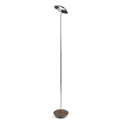 Koncept Royyo LED Floor Lamp, 45-1/2inH, Chrome Body/Oiled Walnut Base