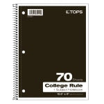 TOPS Notebook, 8in x 10 1/2in, 1-Subject, College Ruled, 140 Pages (70 Sheets), Assorted Colors