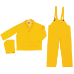 Three-Piece Rain Suit, Jacket/Hood/Bib Pants, 0.35 mm PVC/Poly, Yellow, 6X-Large