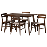 Baxton Studio Eleri Dining Set, 29-1/2inH x 47-1/4inW x 29-1/2inD, Light Beige/Walnut