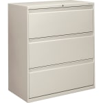 HON 800 36inW x 19-1/4inD Lateral 3-Drawer File Cabinet With Lock, Light Gray