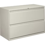 HON 800 42inW x 19-1/4inD Lateral 2-Drawer File Cabinet With Lock, Light Gray