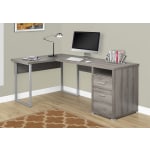 Monarch Specialties 79inW L-Shaped Corner Desk With 2 Drawers, Dark Taupe