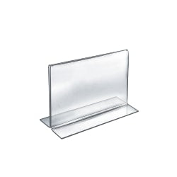 Azar Displays Double-Foot Acrylic Sign Holders, 8in x 10in, Clear, Pack Of 10