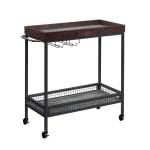 Sauder Market Commons Rolling Bar Cart, 32-3/4inH x 33-1/2inW x 14-7/8inD, Rich Walnut/Slate Gray