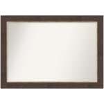 Amanti Art Non-Beveled Rectangle Framed Bathroom Wall Mirror, 29in x 41in, Lined Bronze