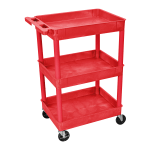 Luxor 3-Shelf Tub Cart, 36 1/2inH x 24inW x 18inD, Red