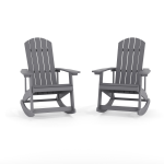 Flash Furniture Savannah All-Weather Adirondack Rocking Chairs, Light Gray, Set Of 2 Chairs