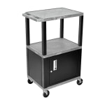 H. Wilson Luxor Tuffy 3-Shelf Audio/Video Cart With Cabinet, 42inH x 24inW x 18inD, Gray