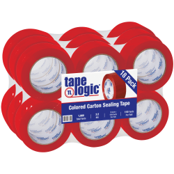 Tape Logic Carton-Sealing Tape, 3in Core, 2in x 110 Yd, Red, Pack Of 18