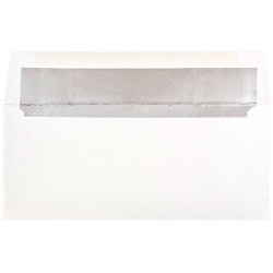 JAM Paper Foil-Lined Envelopes, 3 7/8in x 8 1/8in, Gummed Seal, White/Silver Lining, Pack Of 25