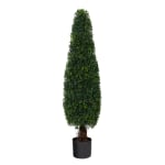 Nearly Natural Boxwood Topiary 4'H Artificial Tree With Planter, 48inH x 11inW x 11inD, Green/Black