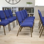 Flash Furniture HERCULES Series Stacking Church Chair, Navy Blue/Goldvein