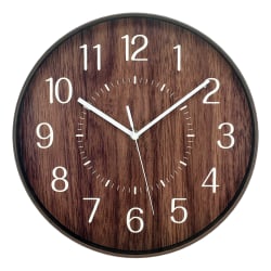 Realspace Round Wall Clock, 12in, Woodgrain