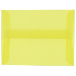 JAM Paper Translucent Envelopes, #4 Bar (A1), Gummed Seal, Primary Yellow, Pack Of 25