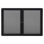 Ghent 2-Door Ovation Enclosed Fabric Tackboard, 34in x 47in, Aluminum Frame With Black Finish