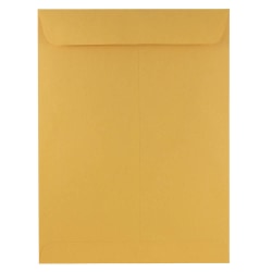 JAM Paper Open-End 9in x 12in Envelopes, Gummed Seal, Brown Kraft, Pack Of 100 Envelopes