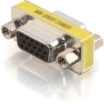 C2G HD15 VGA F/F Mini Gender Changer (Coupler) - 1 x HD-15 Female - 1 x DB-15 Female - Silver, Yellow