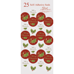 Great Papers! Holiday Foil Seals, 1in, Gold/Green/Red, Christmas Holly, Pack Of 50