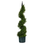 Nearly Natural Cypress Spiral Topiary Tree 3'H Artificial Plant With Planter, 36inH x 8inW x 8inD, Green/Black