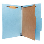 Folders With 1 Divider, 4 Fasteners, 2in Expansion, Legal Size, Blue, Box Of 20